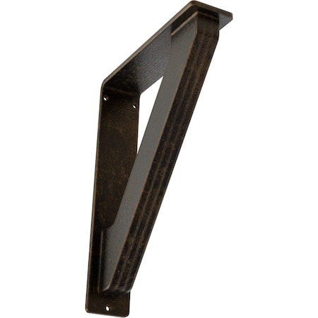 Traditional Wrought Iron Bracket, (Triple Center Brace), Antiqued Brass 2W X 7 1/2D X 10H